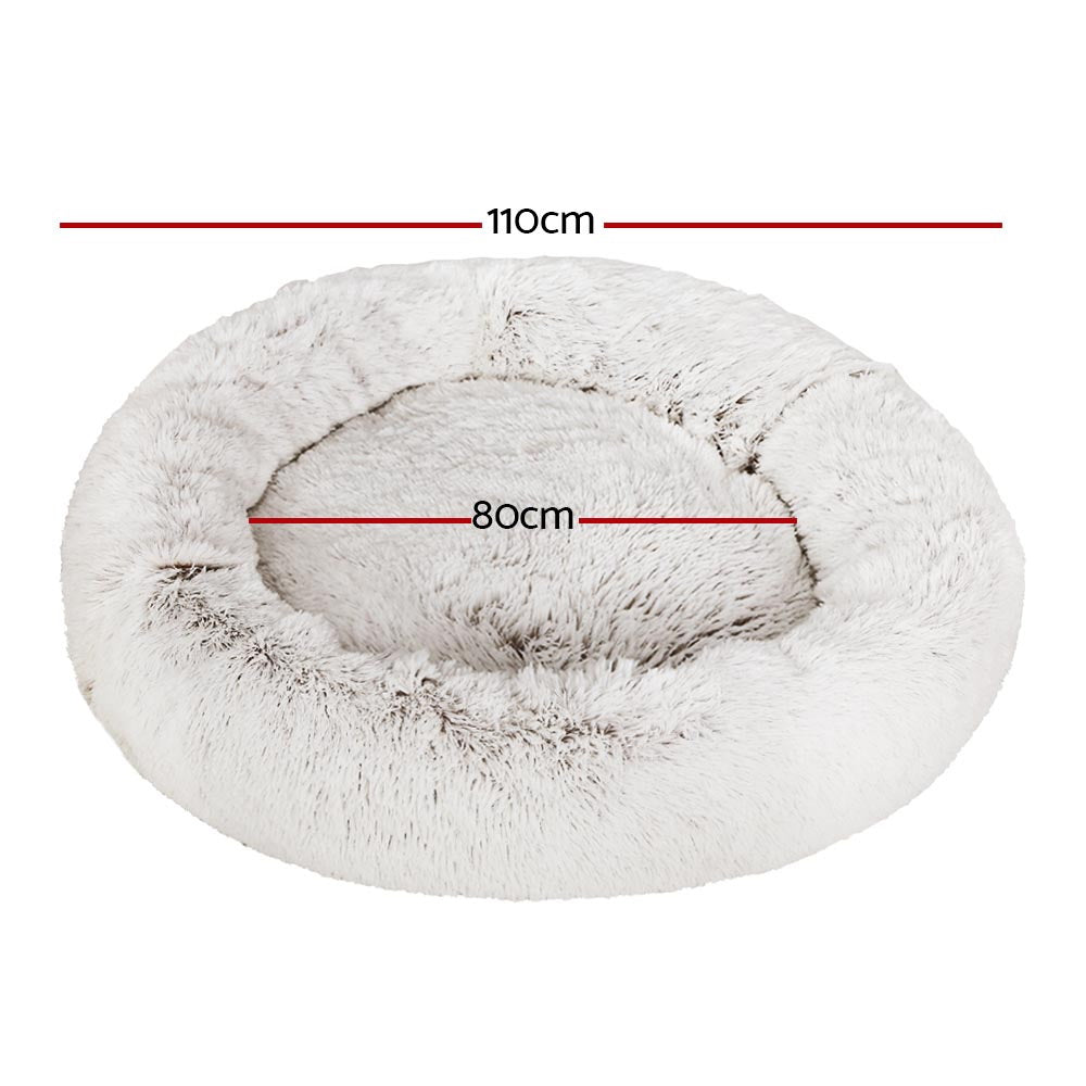 i.Pet Pet Bed Dog 110cm Calming Extra Large Soft Plush White Brown