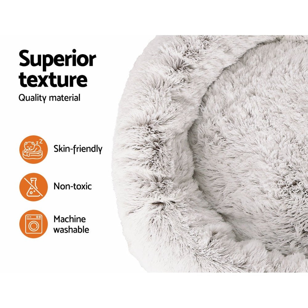 i.Pet Pet Bed Dog 110cm Calming Extra Large Soft Plush White Brown