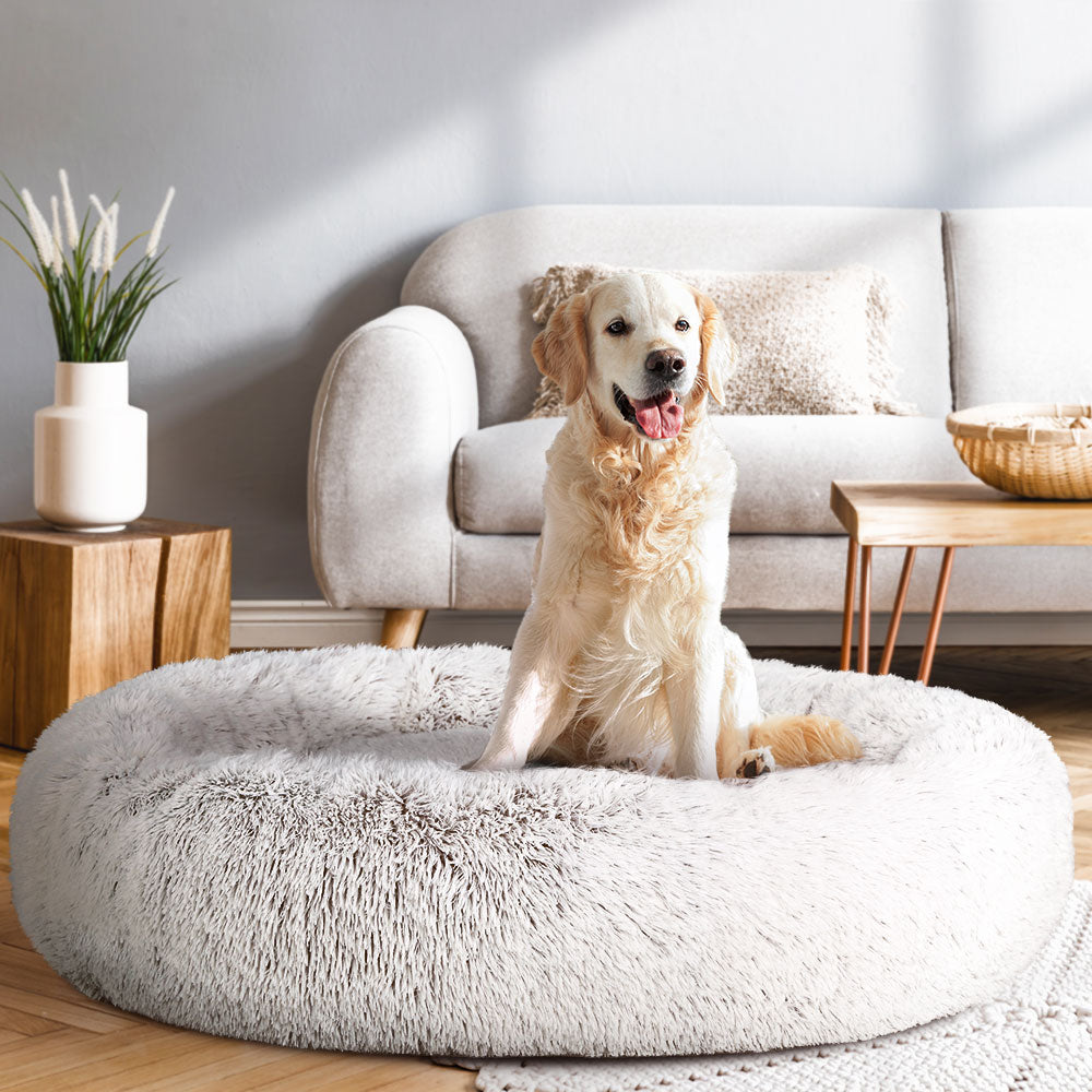 i.Pet Pet Bed Dog 110cm Calming Extra Large Soft Plush White Brown