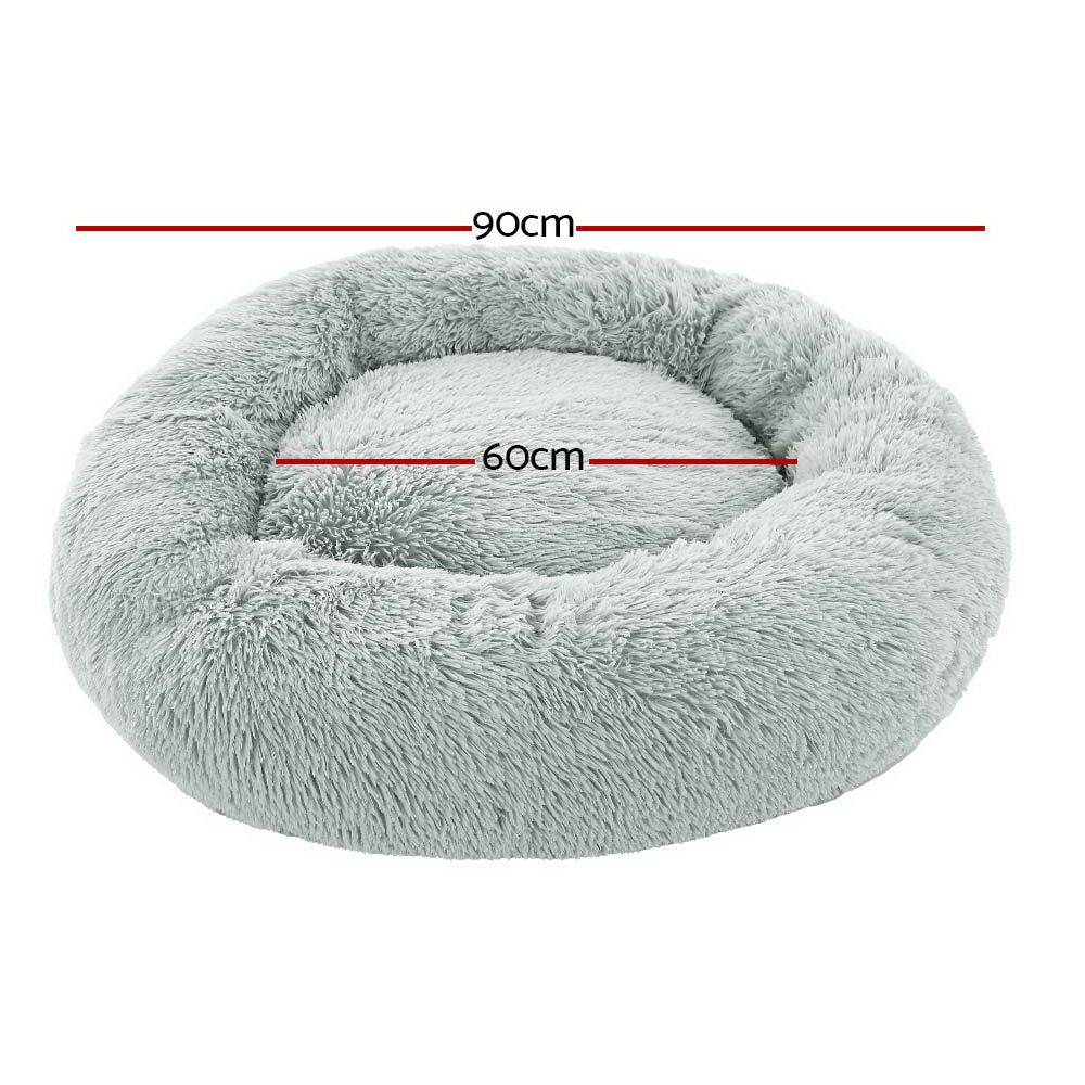 i.Pet Pet Bed Dog 90cm Large Calming Soft Plush Light Grey
