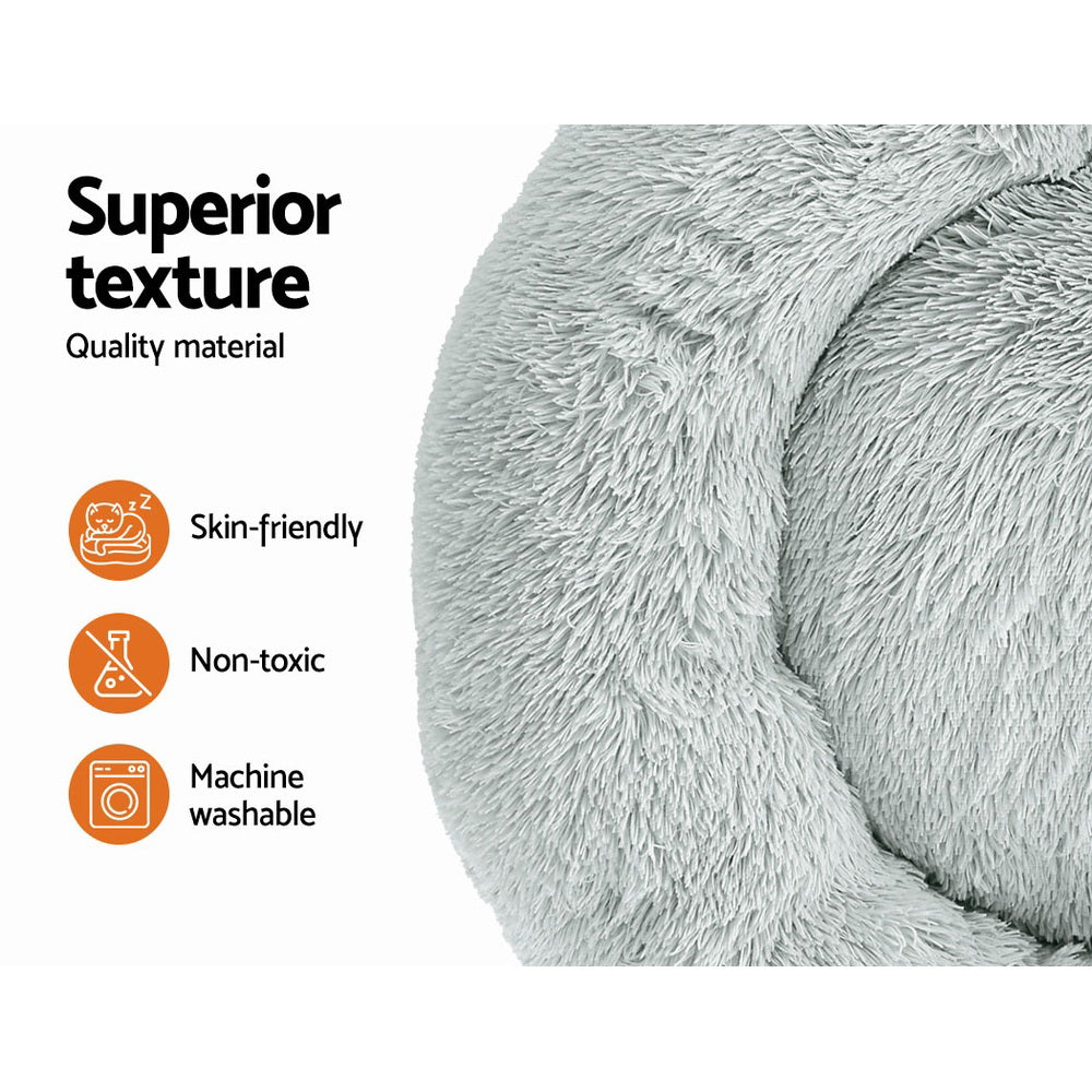 i.Pet Pet Bed Dog 90cm Large Calming Soft Plush Light Grey