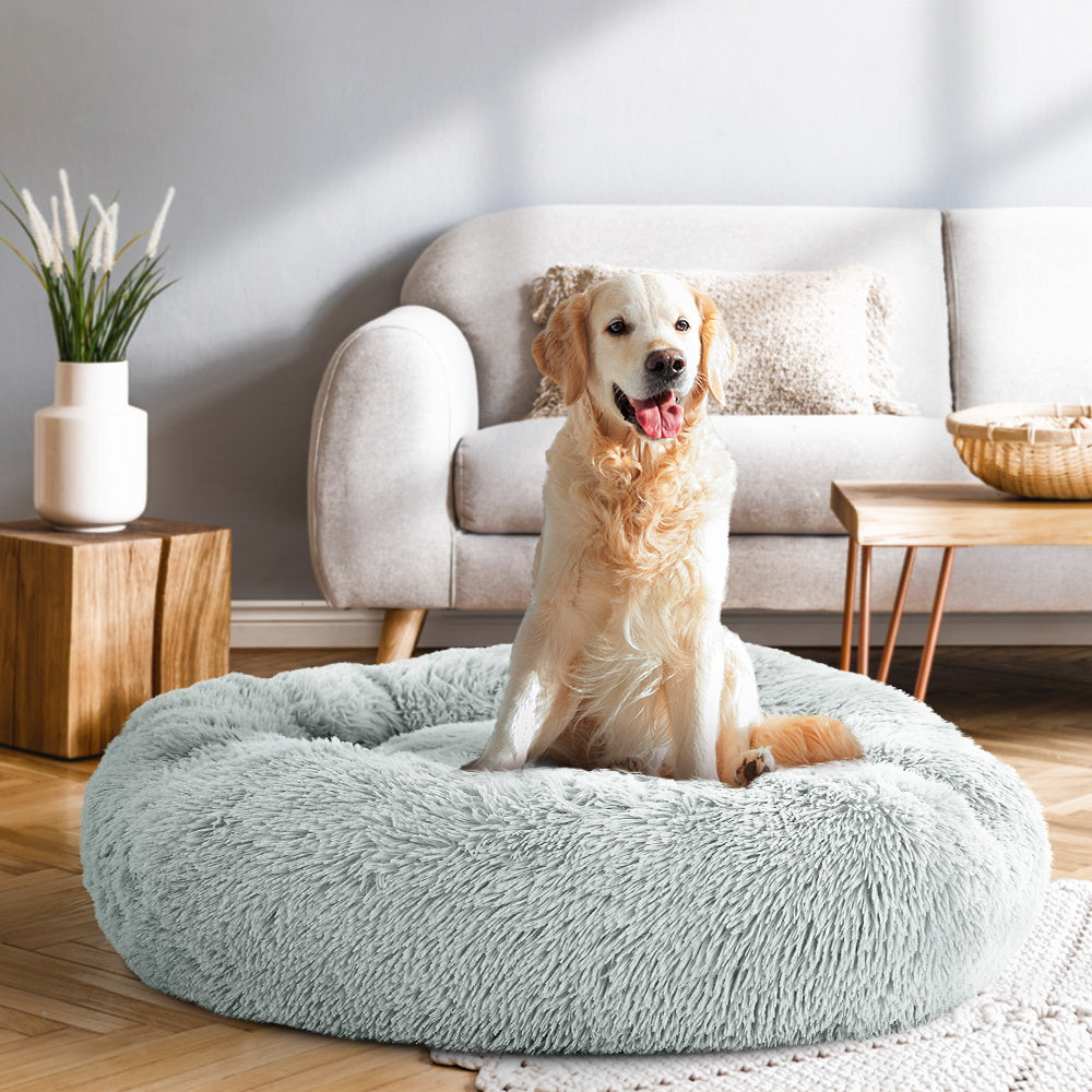 i.Pet Pet Bed Dog 90cm Large Calming Soft Plush Light Grey