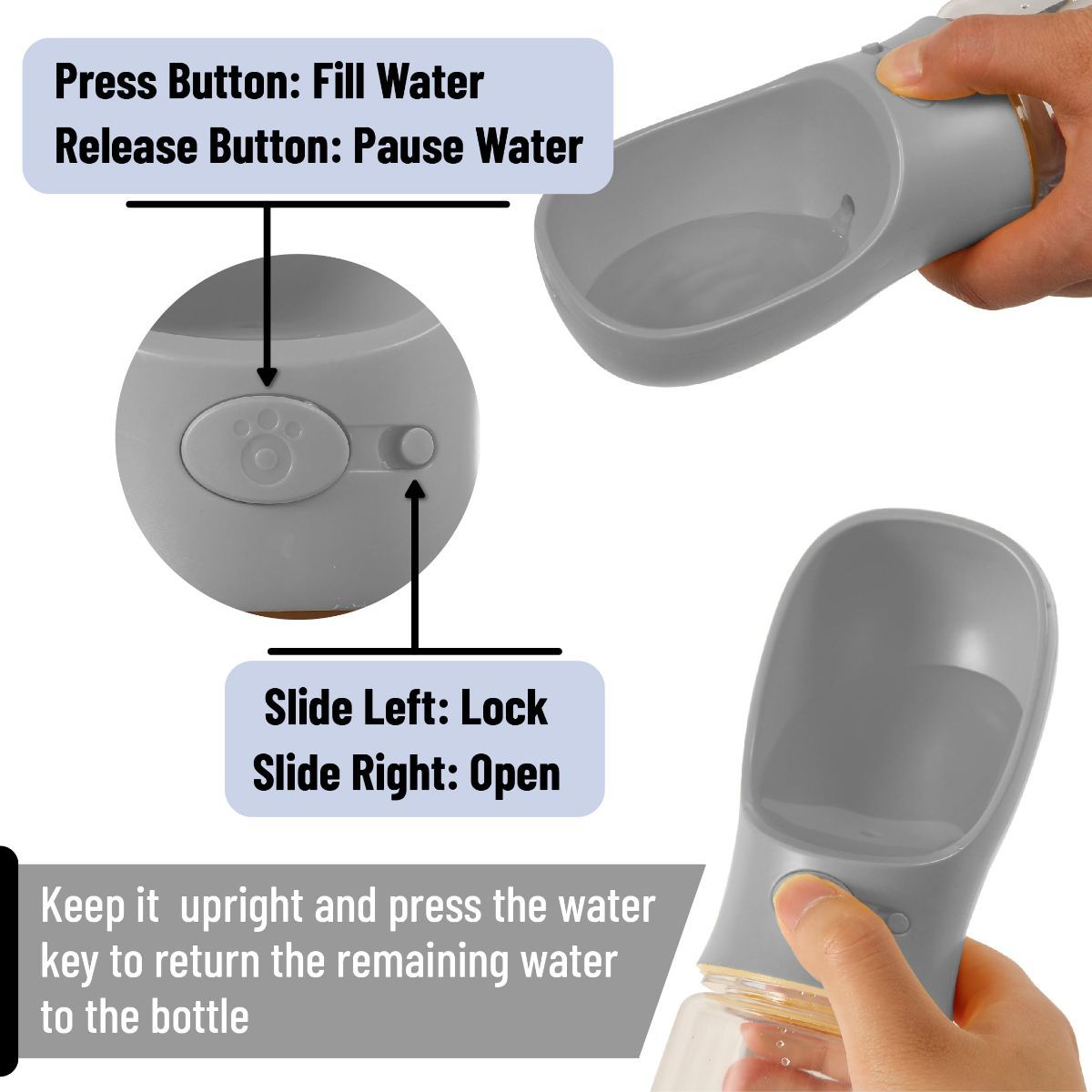 Portable Dog Water Bottle 19 Ounces Dog Water Bottle Large Dog Water Dispenser