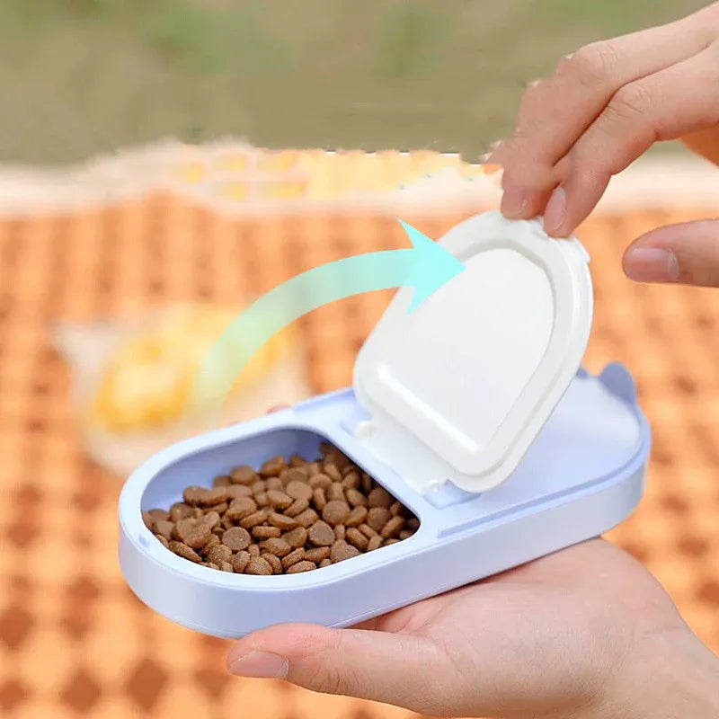 Dog Water Container and Feeder Picnic Accessory, Yellow and White