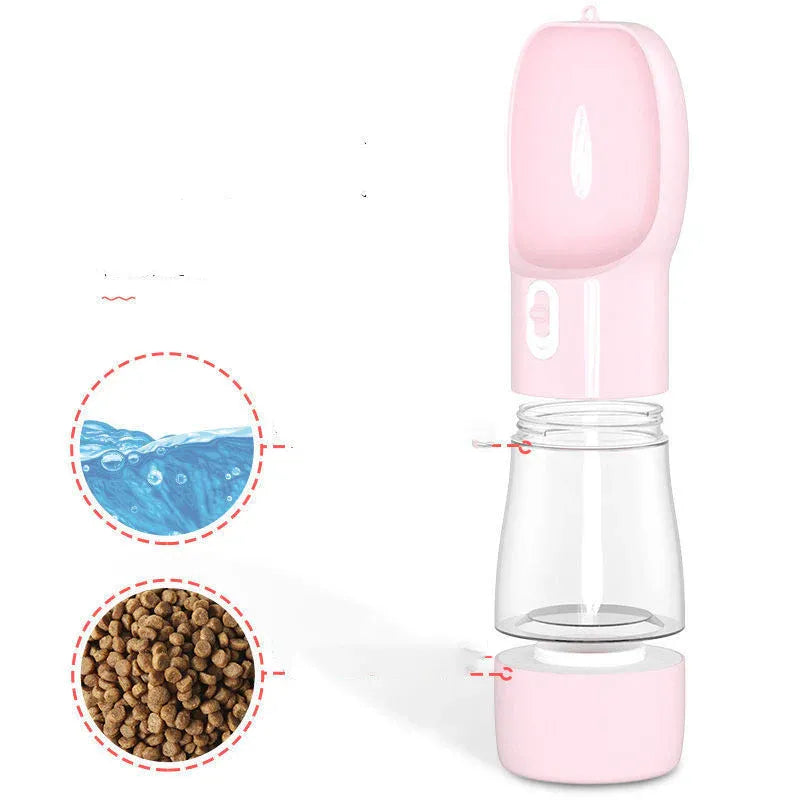 Pet Water Bottle with Integrated Feeder, Green
