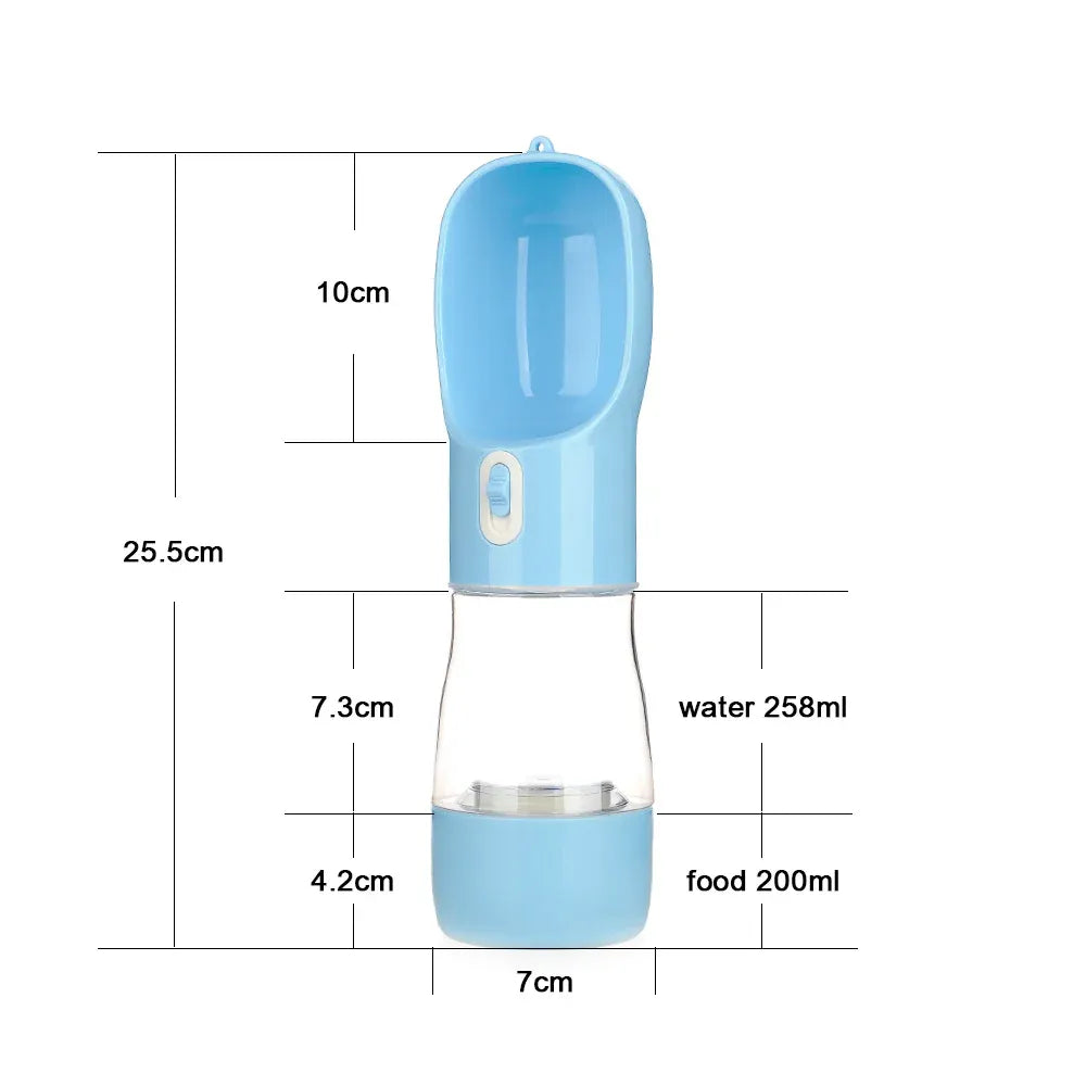 Pet Water Bottle with Integrated Feeder, Green