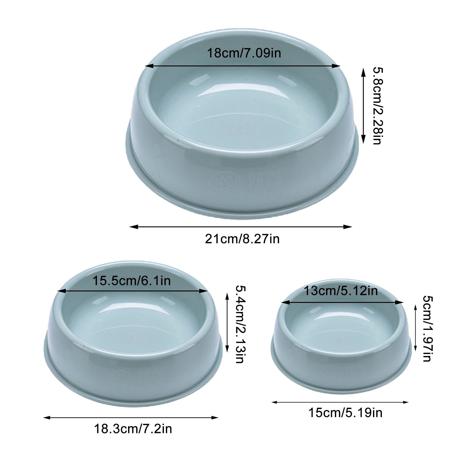 Plastic Dog Bowl, Non Slip Candy Color Plastic Pet Food Bowl, Shallow Cat Food Dish, Reusable Pet Food And Water, Green, 13.2 x 5 x 13 cm