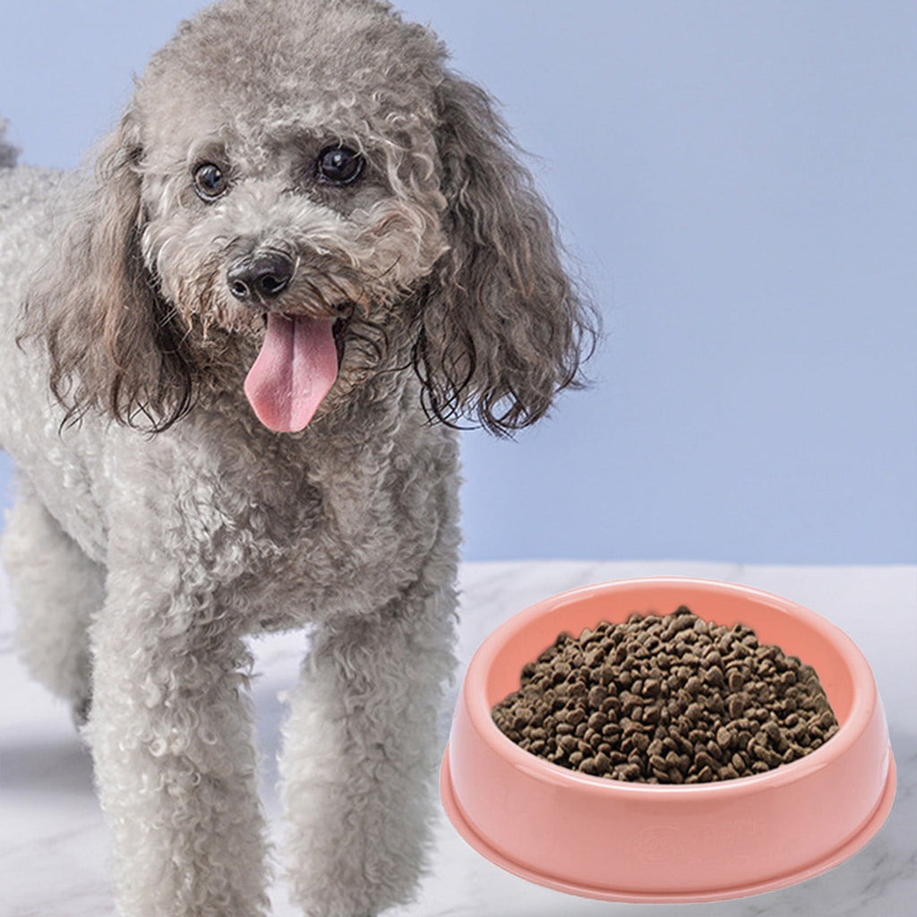 Plastic Dog Bowl, Non Slip Candy Color Plastic Pet Food Bowl, Shallow Cat Food Dish, Reusable Pet Food And Water, Pink, 13.2 x 5 x 13 cm