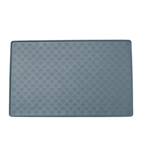 Darzheoy Dog Food Mat, Waterproof Dog Bowl Mat, Silicone Dog Mat for Food and Water, Pet Food Mat with Edges, Nonslip Dog Feeding Mat, Dog Food Mats for Floors Gray