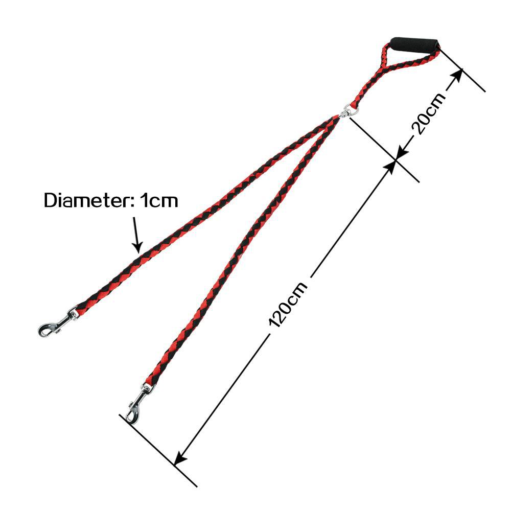 Adjustable 1.4m Double Dog Leash with Collar - Black and Blue Sturdy Pet Lead for Dogs