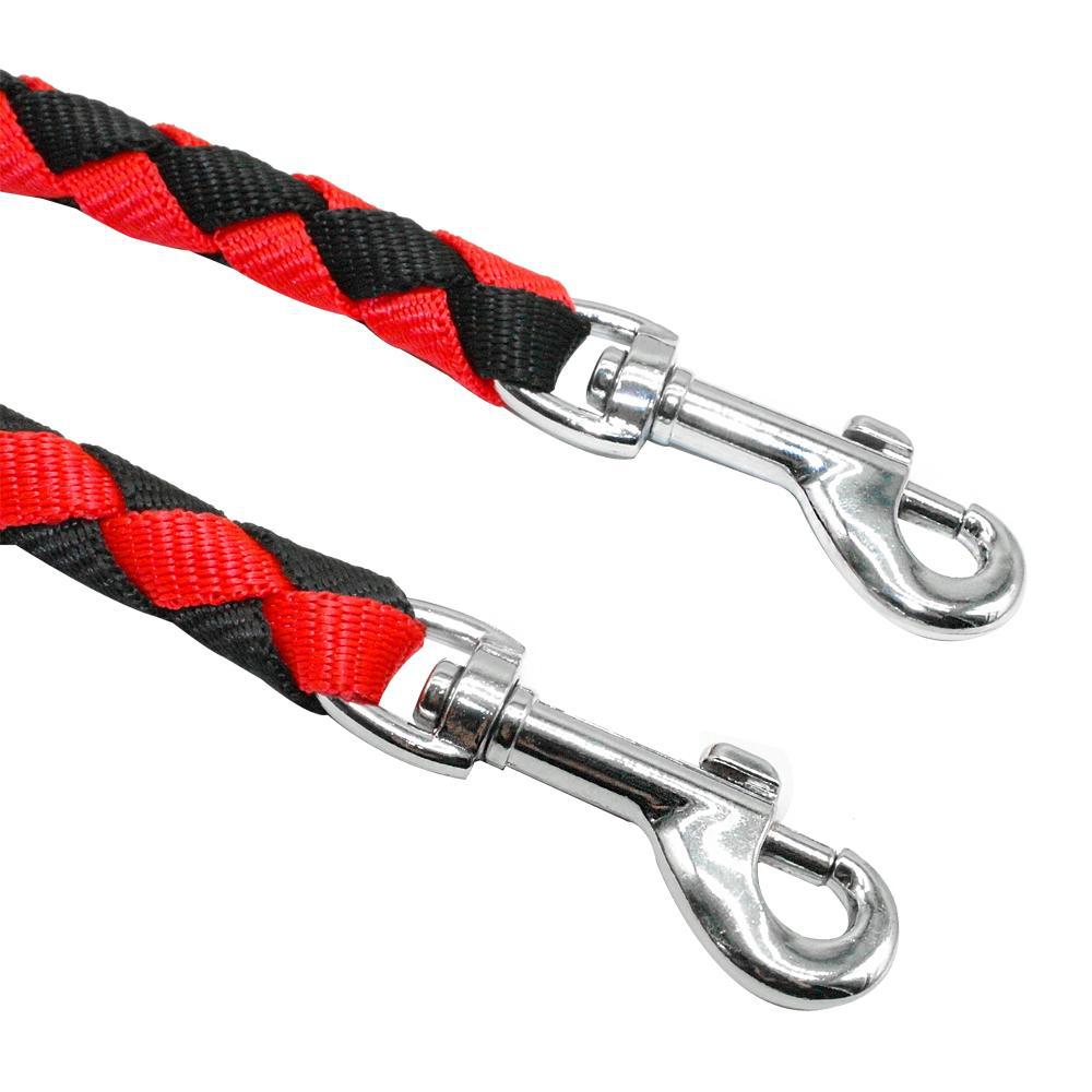 Adjustable 1.4m Double Dog Leash with Collar - Black and Blue Sturdy Pet Lead for Dogs