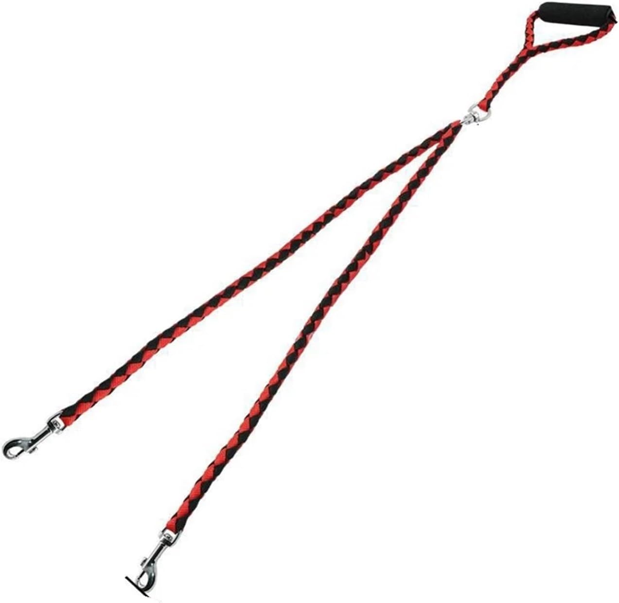 1.4m Double Dog Leash with Red and Yellow Design - Adjustable Pet Harness Lead for Dogs