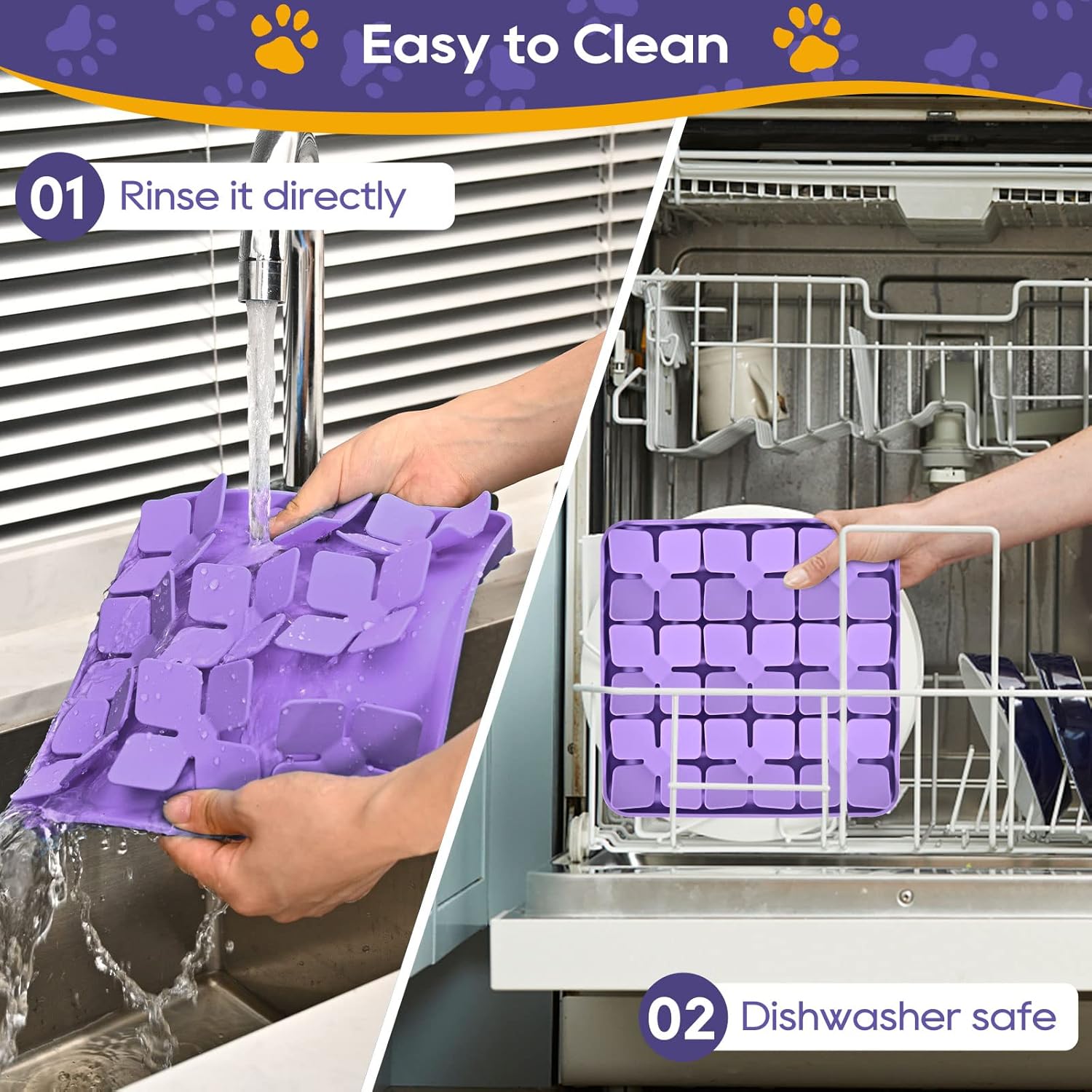 Slow Feeder Dog Cat Bowl 1 Piece Purple Interactive Pet Feeding Bowl