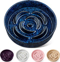 Slow Feeder Dog Bowl, 1.5 Cups Ceramic Slow Feeder for Medium Breed, Puzzle Maze Dog Food Bowl for Fast Eater, Blue