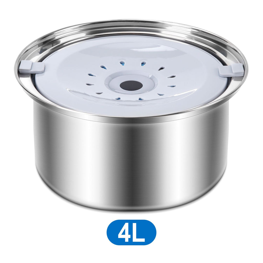 Stainless Steel Floating Pet Water Bowl - 4L Splash Proof Cat Dog Bowl with Filter - No Spill Anti-Wet Chin Drinking Bowl for Pets