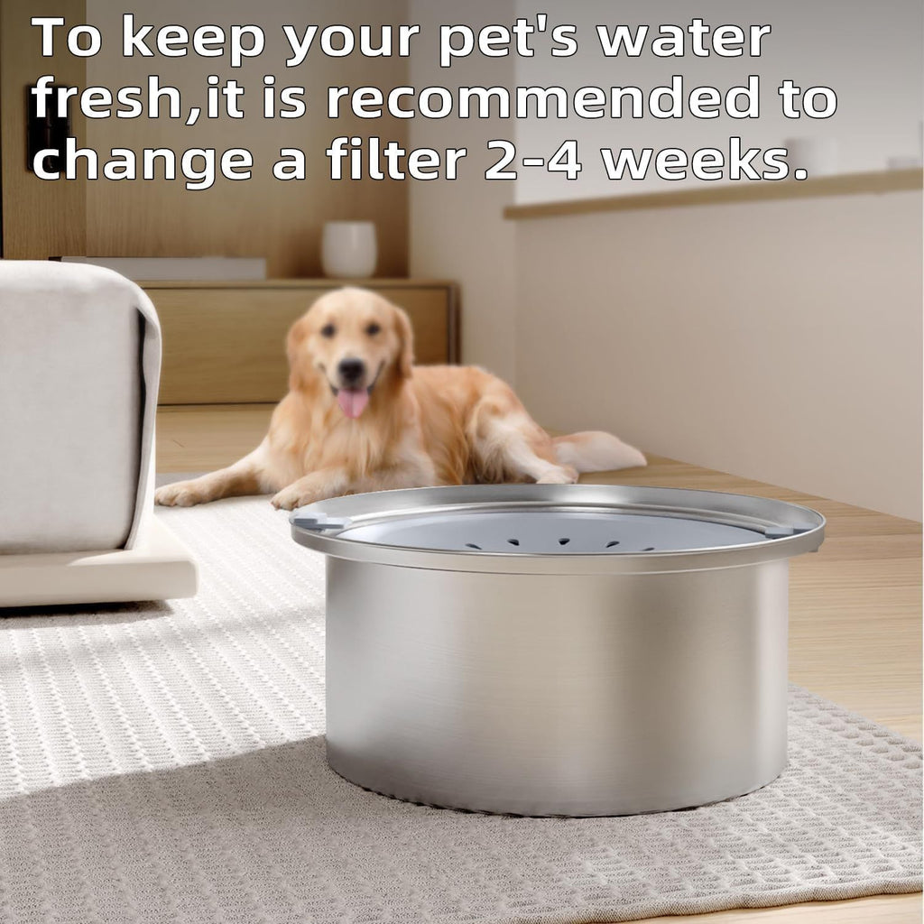 Stainless Steel Floating Pet Water Bowl - 4L Splash Proof Cat Dog Bowl with Filter - No Spill Anti-Wet Chin Drinking Bowl for Pets