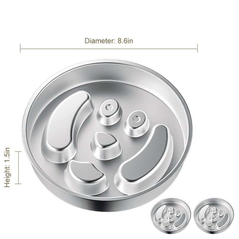 2-Piece Stainless Steel Slow Feeder Set for Pets, Reversible, for Cats and Dogs – Puppy Design