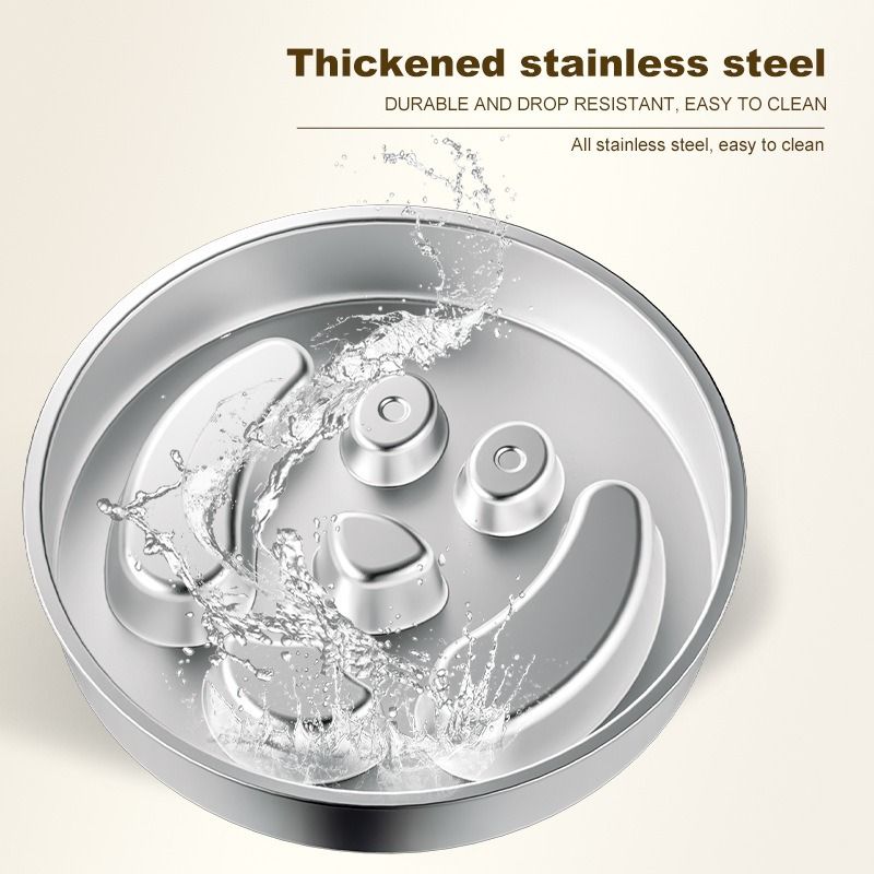 2-Piece Stainless Steel Slow Feeder Set for Pets, Reversible, for Cats and Dogs – Bone Design