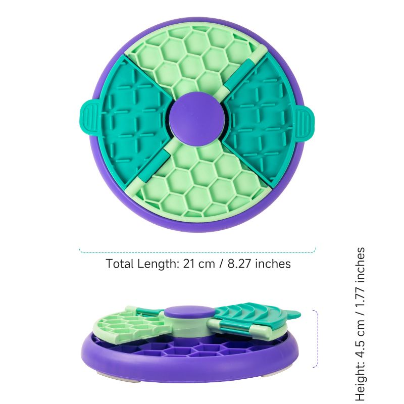 3-in-1 Pet Puzzle Slow Feeder Bowl with Multi-Level Rotating Disk - Purple-green