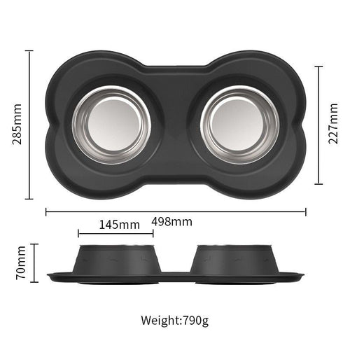 Anti Tip Stainless Steel Dog Bowl 2 in 3 Food Water Bowl
