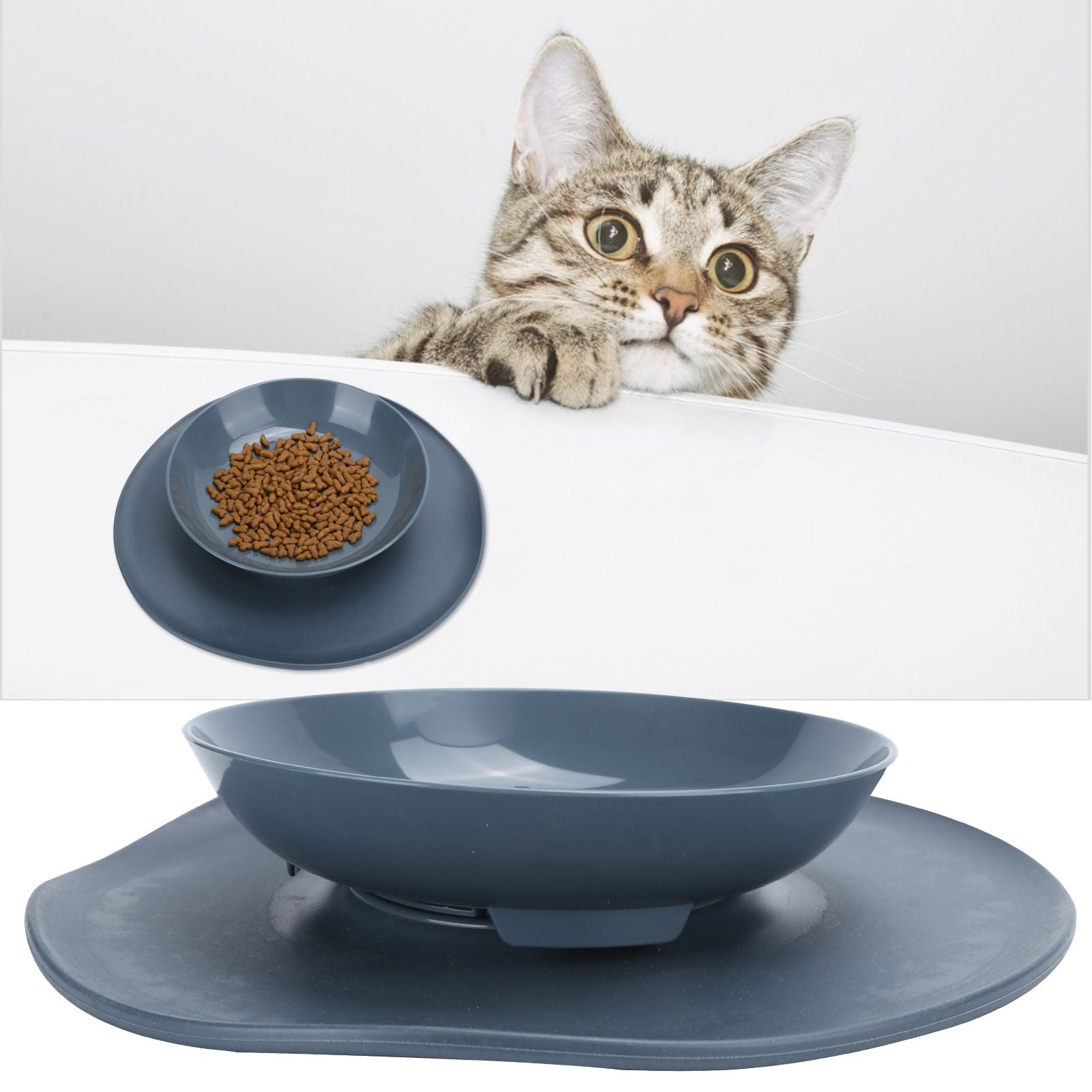 Dog Feeding Bowls Non Slip Anti-Spill Pet Bowl Detachable Pet Feeder Cat Feeding DishesGray