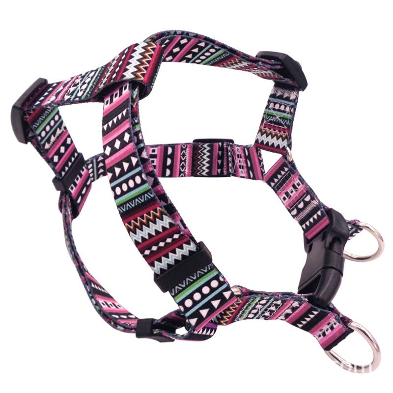 DEYUAN Bohemian Dog Harness Polyester RED CHECK L:2.5*60-93cm