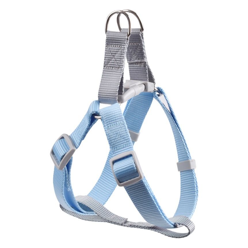 CHOUGOGO Nylon Dog Harness Leash Adjustable Vest Sky Blue M:1.5*120cm