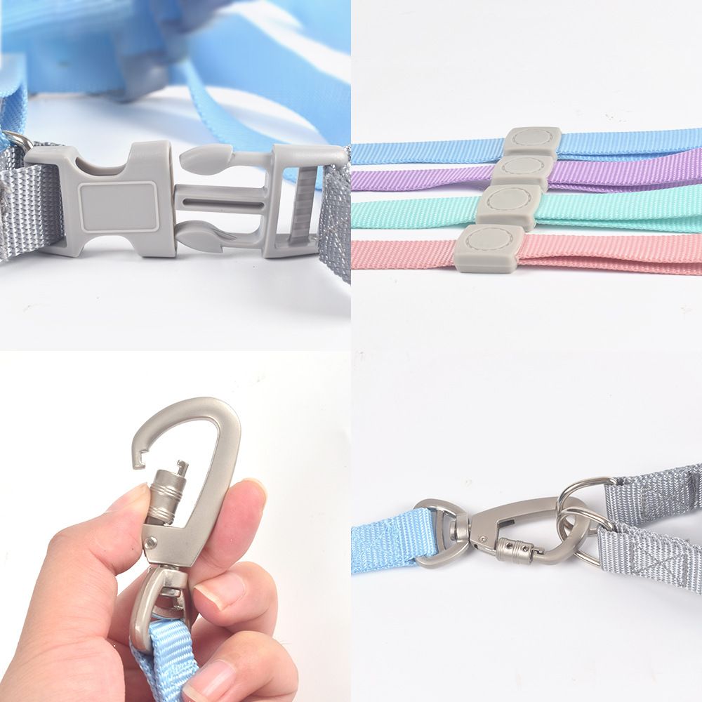 CHOUGOGO Nylon Dog Harness Leash Adjustable Vest Sky Blue L:2.0*120cm