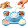 Keep your furry friend happily occupied with this 3-in-1 bone-shaped lick mat and slow feeder, featuring a textured rolling treat ball and multiple sensory zones, perfect for spreading wet food, yogurt, or kibble to soothe anxiety, curb boredom, and trans
