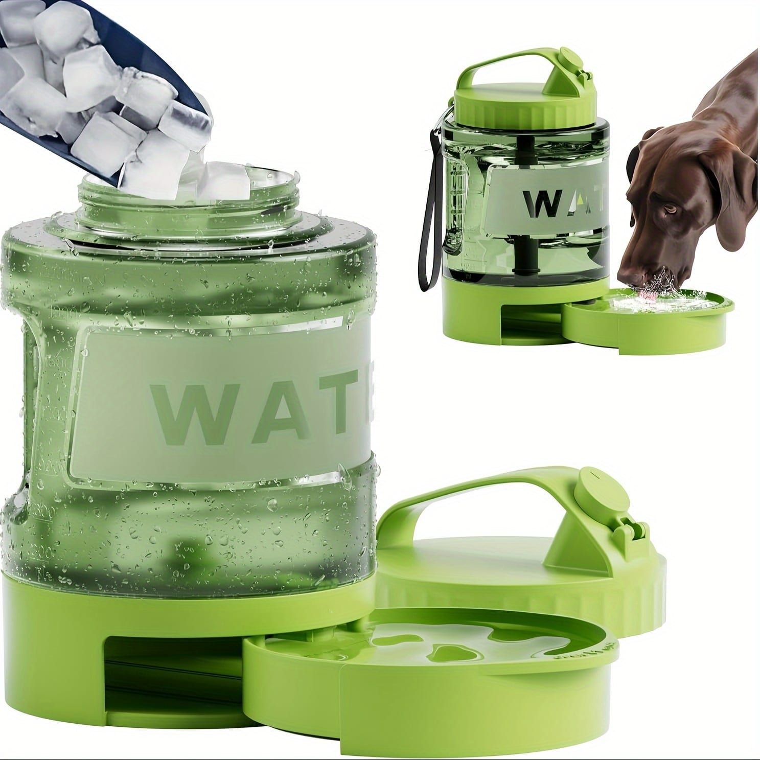 Portable Pet Water Bottle with Built-in Bowl – Leak-Proof, Large Capacity 77oz for Camping, Hiking, and Dog Park Adventures – Ideal for Small to Medium Breeds, Easy to Carry Outdoor Dog Travel Dispenser (Black)