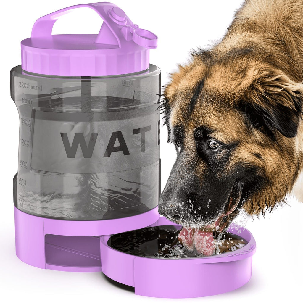 Portable Pet Water Bottle with Built-in Bowl – Leak-Proof, Large Capacity 77oz for Camping, Hiking, and Dog Park Adventures – Ideal for Small to Medium Breeds, Easy to Carry Outdoor Dog Travel Dispenser (Blue)