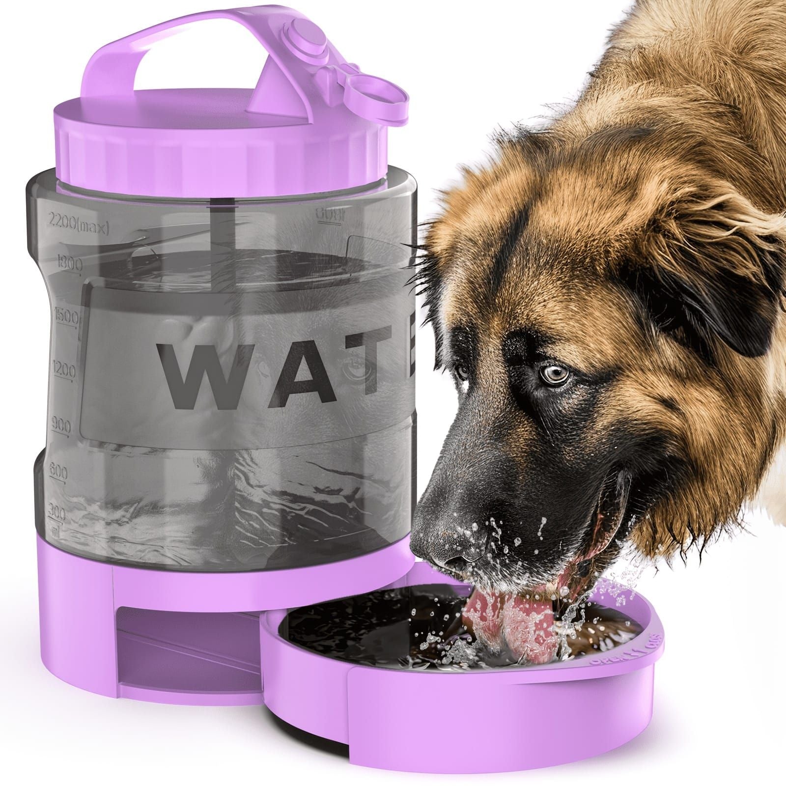 Portable Pet Water Bottle with Built-in Bowl – Leak-Proof, Large Capacity 77oz for Camping, Hiking, and Dog Park Adventures – Ideal for Small to Medium Breeds, Easy to Carry Outdoor Dog Travel Dispenser (Blue)