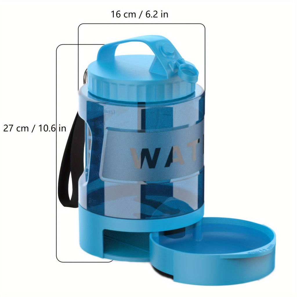Portable Pet Water Bottle with Built-in Bowl – Leak-Proof, Large Capacity 77oz for Camping, Hiking, and Dog Park Adventures – Ideal for Small to Medium Breeds, Easy to Carry Outdoor Dog Travel Dispenser (Blue)