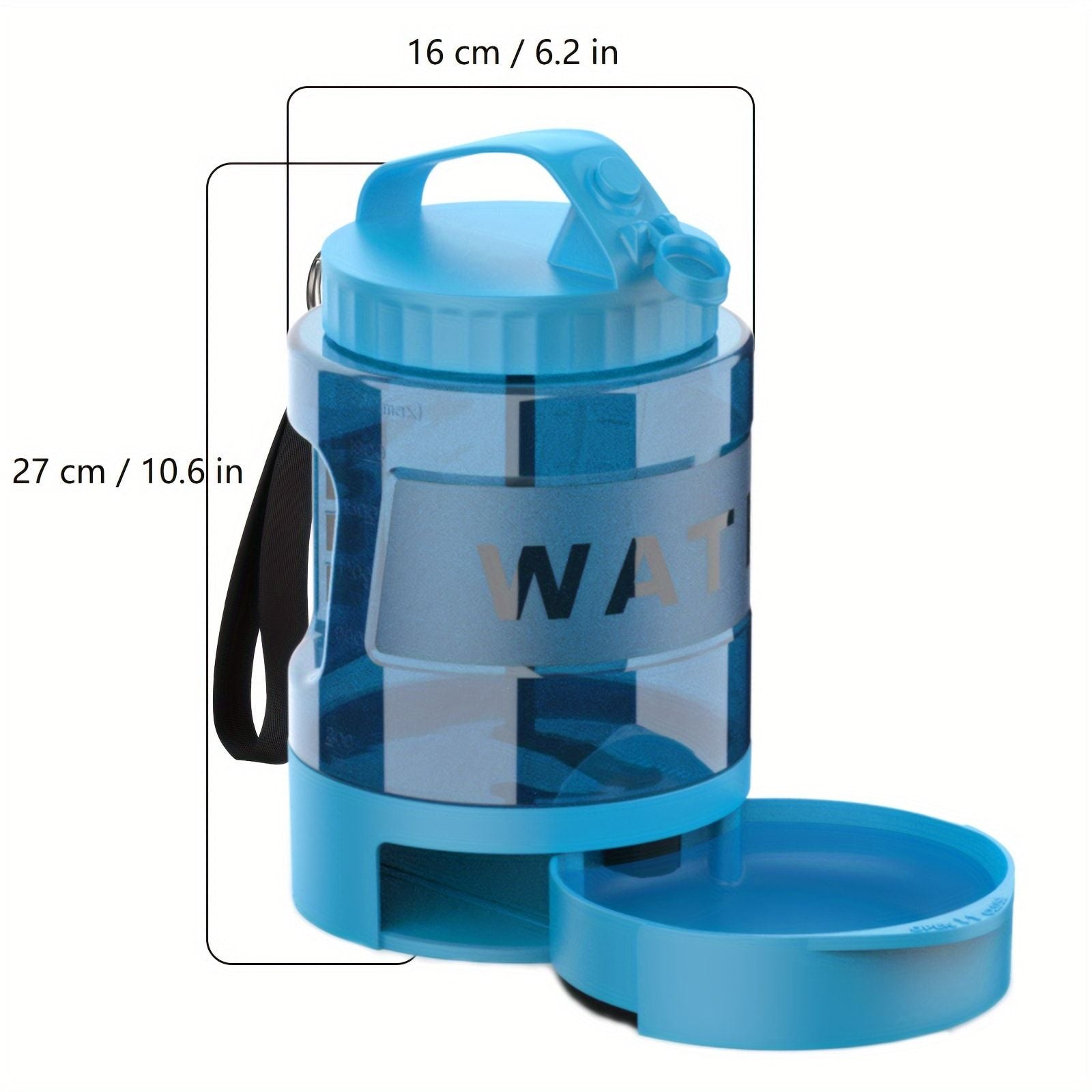 Portable Pet Water Bottle with Built-in Bowl – Leak-Proof, Large Capacity 77oz for Camping, Hiking, and Dog Park Adventures – Ideal for Small to Medium Breeds, Easy to Carry Outdoor Dog Travel Dispenser (Blue)