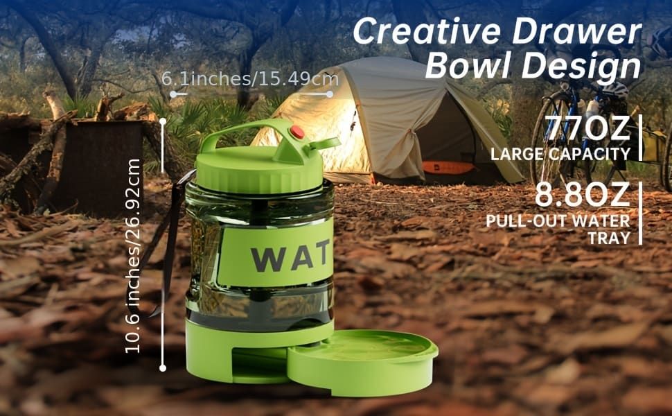 Portable Pet Water Bottle with Built-in Bowl – Leak-Proof, Large Capacity 77oz for Camping, Hiking, and Dog Park Adventures – Ideal for Small to Medium Breeds, Easy to Carry Outdoor Dog Travel Dispenser (Blue)