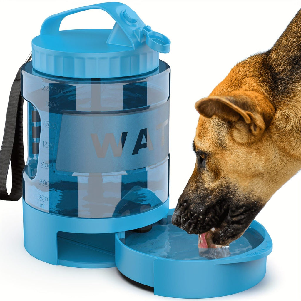 Portable Pet Water Bottle with Built-in Bowl – Leak-Proof, Large Capacity 77oz for Camping, Hiking, and Dog Park Adventures – Ideal for Small to Medium Breeds, Easy to Carry Outdoor Dog Travel Dispenser (Purple)