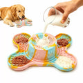 3-in-1 Bone-Shaped Slow Feeder Licking Mat with Removable Rolling Ball – Interactive Silicone Pad for Dogs, Perfect for Spreadable Treats, Bathing Distraction, and Outdoor Adventures. (MultiColor)