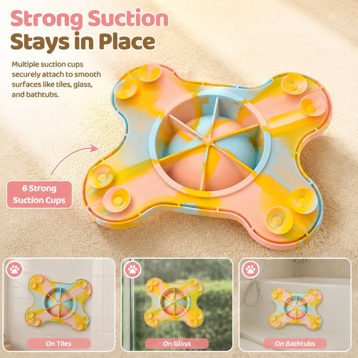 3-in-1 Bone-Shaped Slow Feeder Licking Mat with Removable Rolling Ball – Interactive Silicone Pad for Dogs, Perfect for Spreadable Treats, Bathing Distraction, and Outdoor Adventures. (MultiColor)