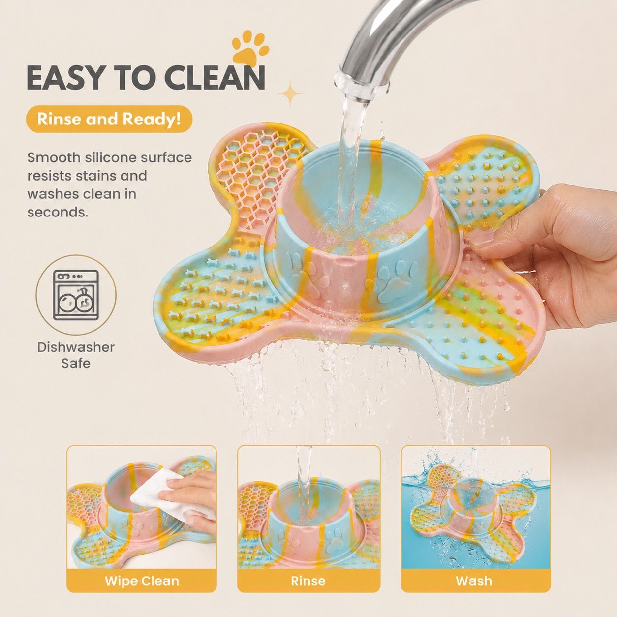 3-in-1 Bone-Shaped Slow Feeder Licking Mat with Removable Rolling Ball – Interactive Silicone Pad for Dogs, Perfect for Spreadable Treats, Bathing Distraction, and Outdoor Adventures. (MultiColor)