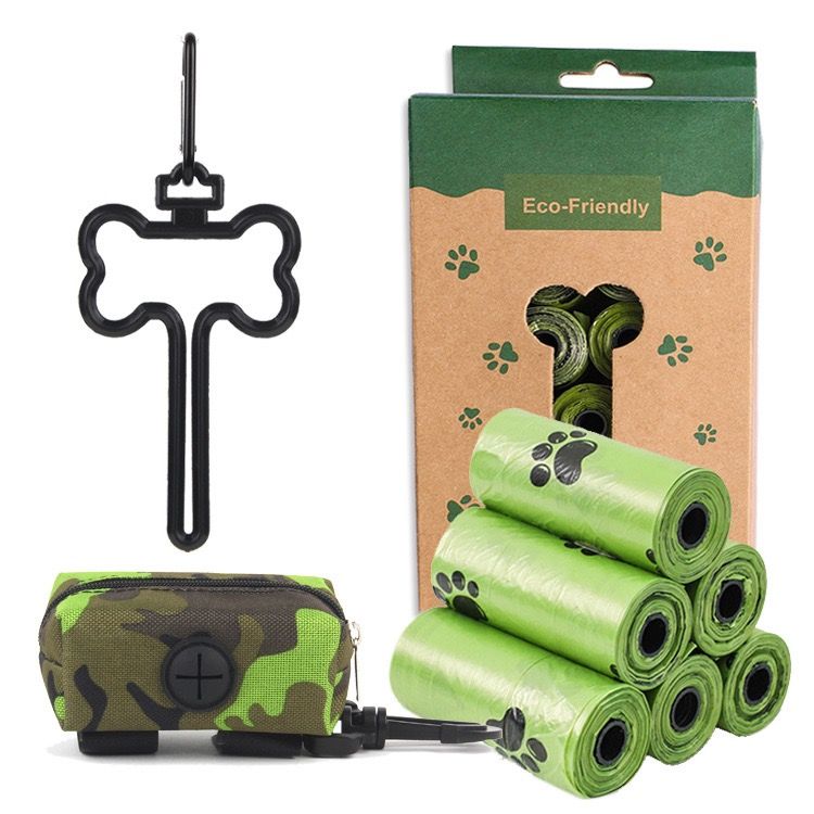 Eco-Friendly Pet Waste Bag Set with Bone-Shaped Carrier Hook and D-Ring Clip – Thick Leak-Proof Poop Bags for Outdoor Dog Walks, Hands-Free Convenience with Portable Storage Pouch Option (8 Rolls Box Set + Poop Bag Dispenser + Oxford Cloth Bag Dispenser)