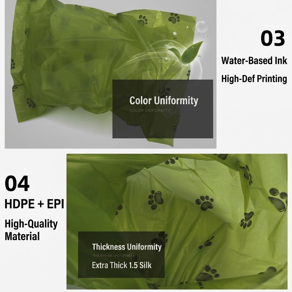 Eco-Friendly Pet Waste Bag Set with Bone-Shaped Carrier Hook and D-Ring Clip – Thick Leak-Proof Poop Bags for Outdoor Dog Walks, Hands-Free Convenience with Portable Storage Pouch Option (8 Rolls Box Set + Poop Bag Dispenser + Oxford Cloth Bag Dispenser)