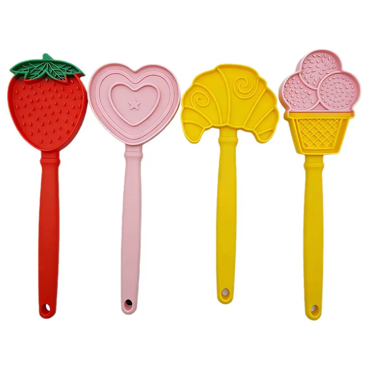 Food-Grade Silicone Pet Licking Stick – Interactive Dog & Cat Treat Toy for Slow Feeding, Dental Stimulation, and Stress Relief in Adorable Strawberry, Heart, Croissant, and Ice Cream Designs (D)