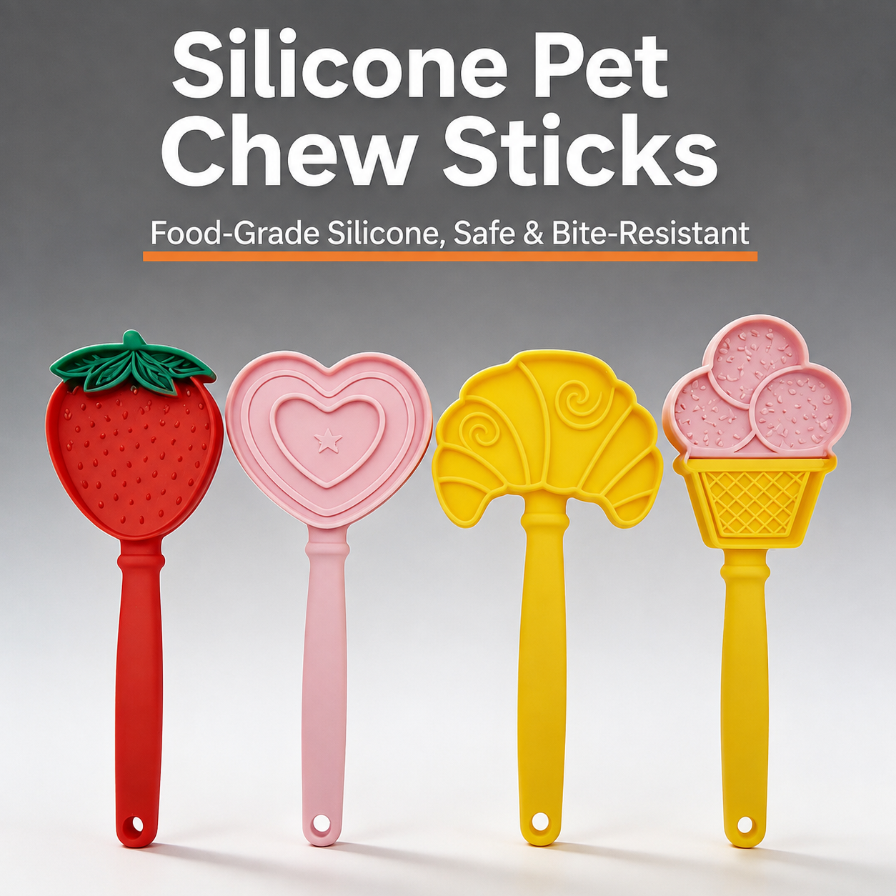Food-Grade Silicone Pet Licking Stick – Interactive Dog & Cat Treat Toy for Slow Feeding, Dental Stimulation, and Stress Relief in Adorable Strawberry, Heart, Croissant, and Ice Cream Designs (D)