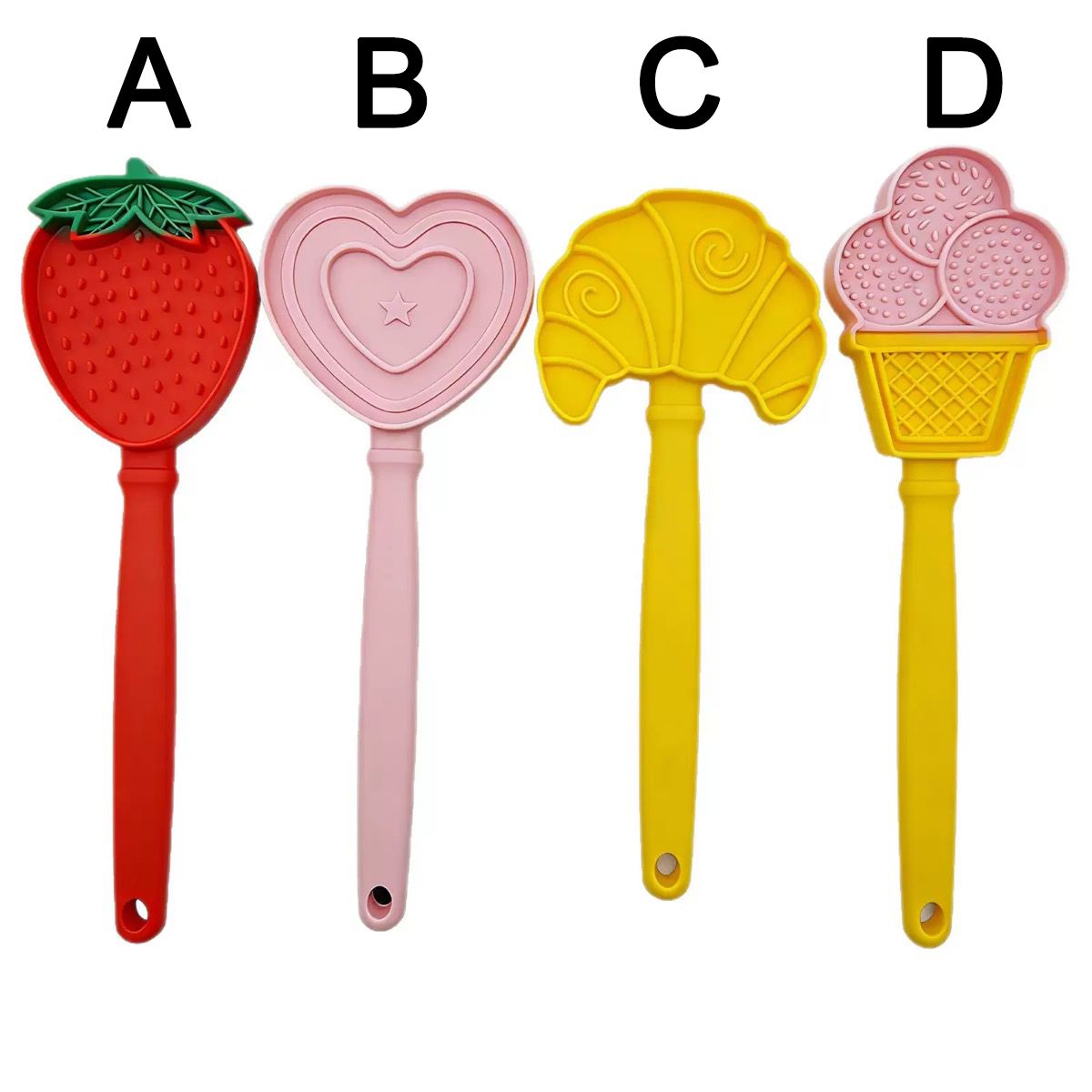 Food-Grade Silicone Pet Licking Stick – Interactive Dog & Cat Treat Toy for Slow Feeding, Dental Stimulation, and Stress Relief in Adorable Strawberry, Heart, Croissant, and Ice Cream Designs (D)
