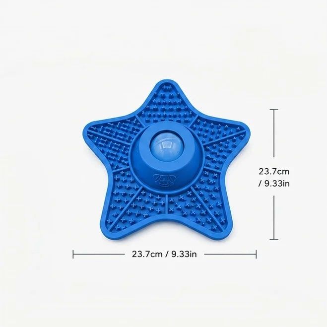 Innovative Two-in-One Star-Shaped Slow Feeder Lick Mat for All Breeds of Dogs and Cats – Our Original 5-Point Silicone Pad with Rolling Ball Insert Helps Prevent Choking, Reduces Anxiety, and Promotes Oral Health Through Extended Licking (Orange)