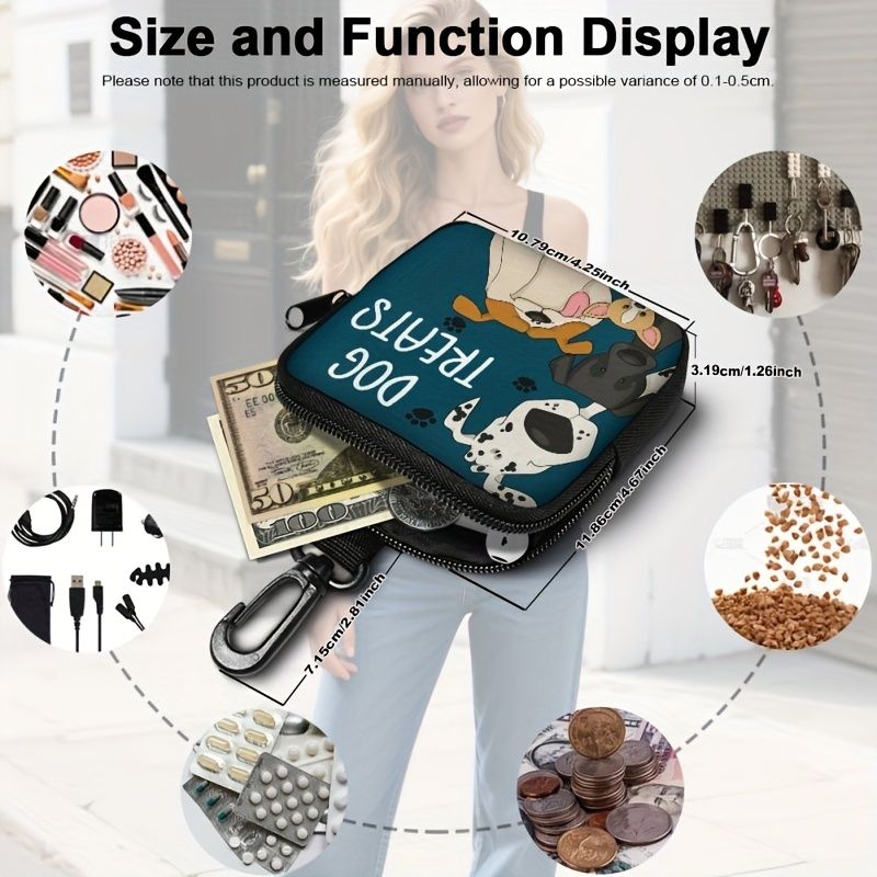 Durable Dog Treat Pouch with Transparent Window, Versatile Travel Organizer for Pet Snacks, Keys, and Small Essentials – Perfect for Outdoor Walks, Training, and Daily Use (A)