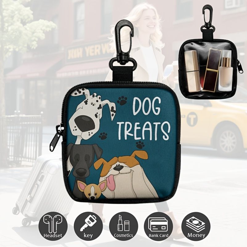 Durable Dog Treat Pouch with Transparent Window, Versatile Travel Organizer for Pet Snacks, Keys, and Small Essentials – Perfect for Outdoor Walks, Training, and Daily Use (A)