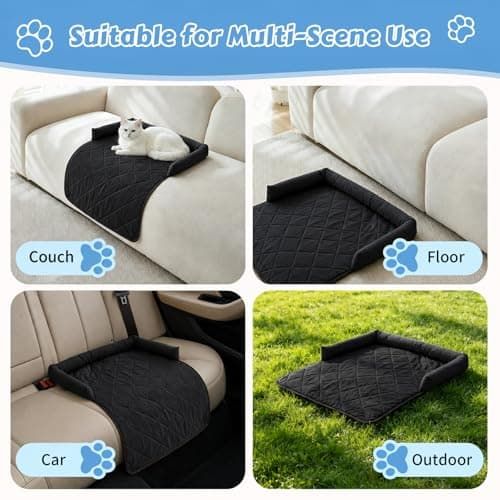 Cooling Pet Mat with Bolster Side Support – Scratch-Resistant, Self-Cooling, Non-Slip Base for Cats & Small to Medium Dogs, Perfect for Sofa, Floor, Car, or Outdoor Use (M, Green)