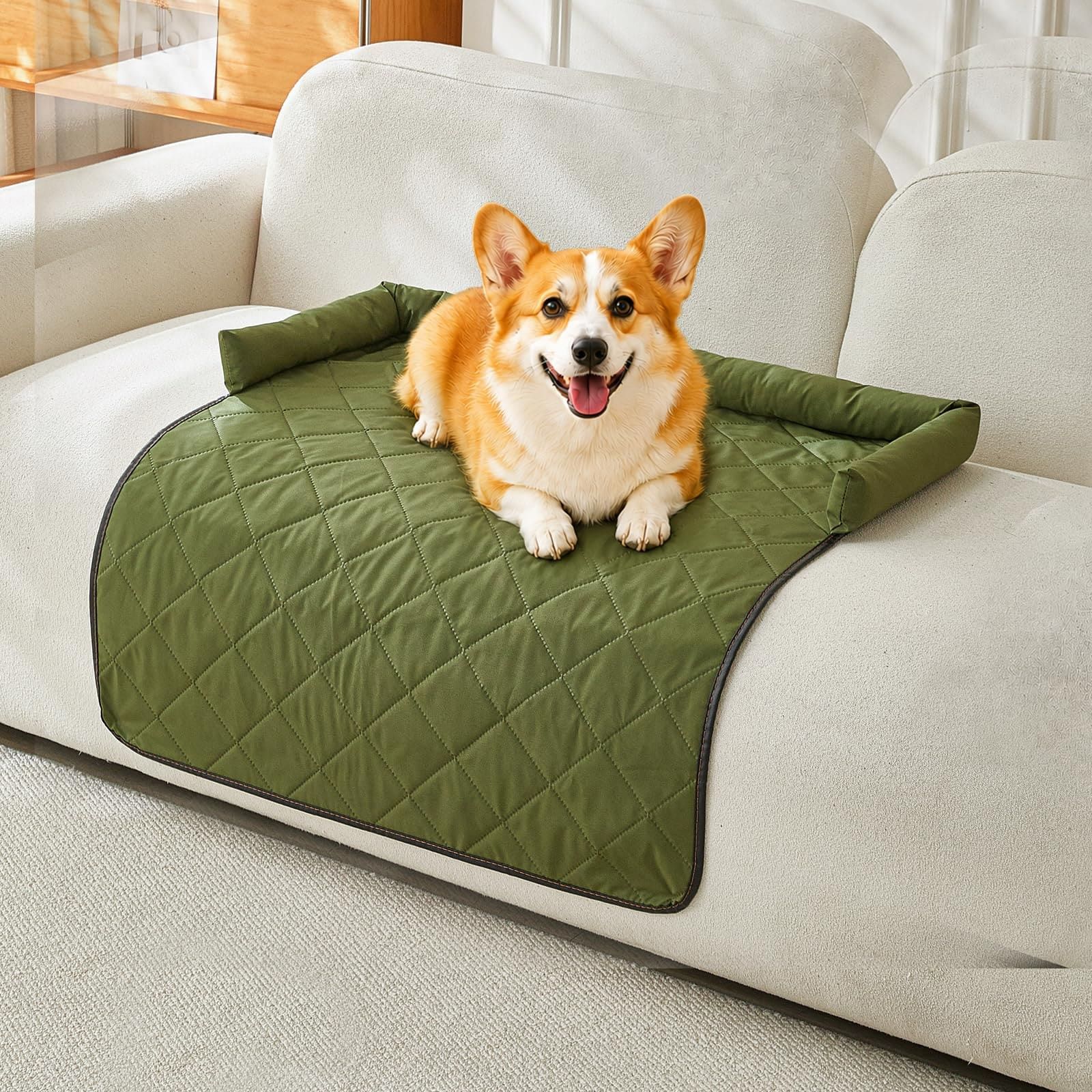 Cooling Pet Mat with Bolster Side Support – Scratch-Resistant, Self-Cooling, Non-Slip Base for Cats & Small to Medium Dogs, Perfect for Sofa, Floor, Car, or Outdoor Use (M, Orange)
