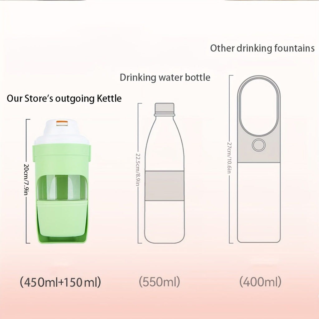 Portable Dog Water Bottle – Leak-Proof Pet Water Dispenser with Food Storage, Ideal for Outdoor Walks, Camping, and Travel (Green)